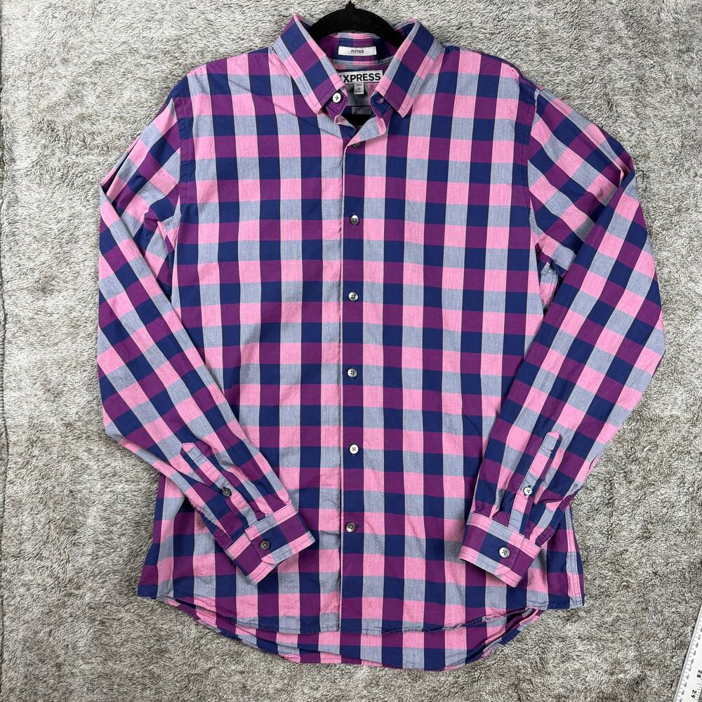 Express Fitted Long Sleeve Button Up Men's 16-16.5 Large